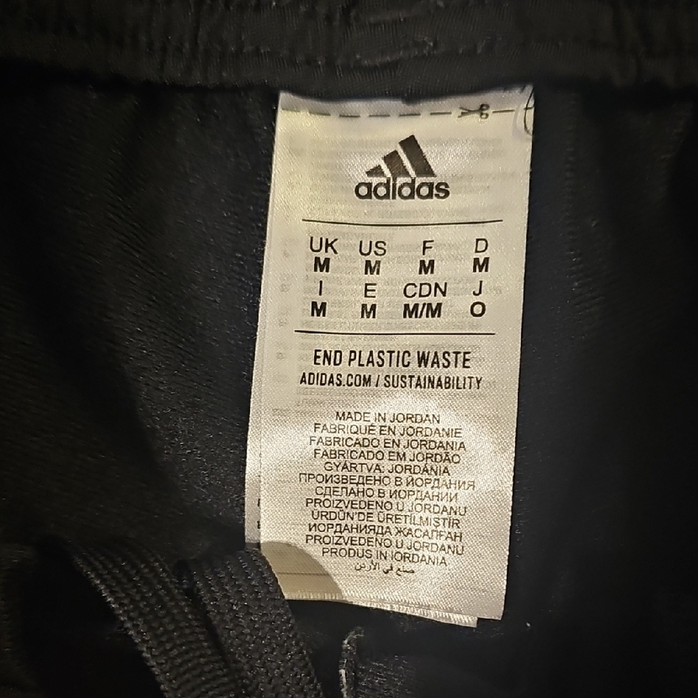 Adidas Mens Black Joggers with Gray Stripes - Picture 4 of 4